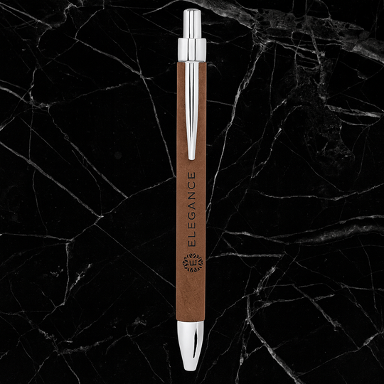 Dark Brown Laserable Leatherette Pen