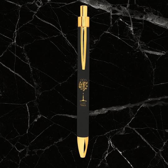 Black/Gold Laserable Leatherette Pen