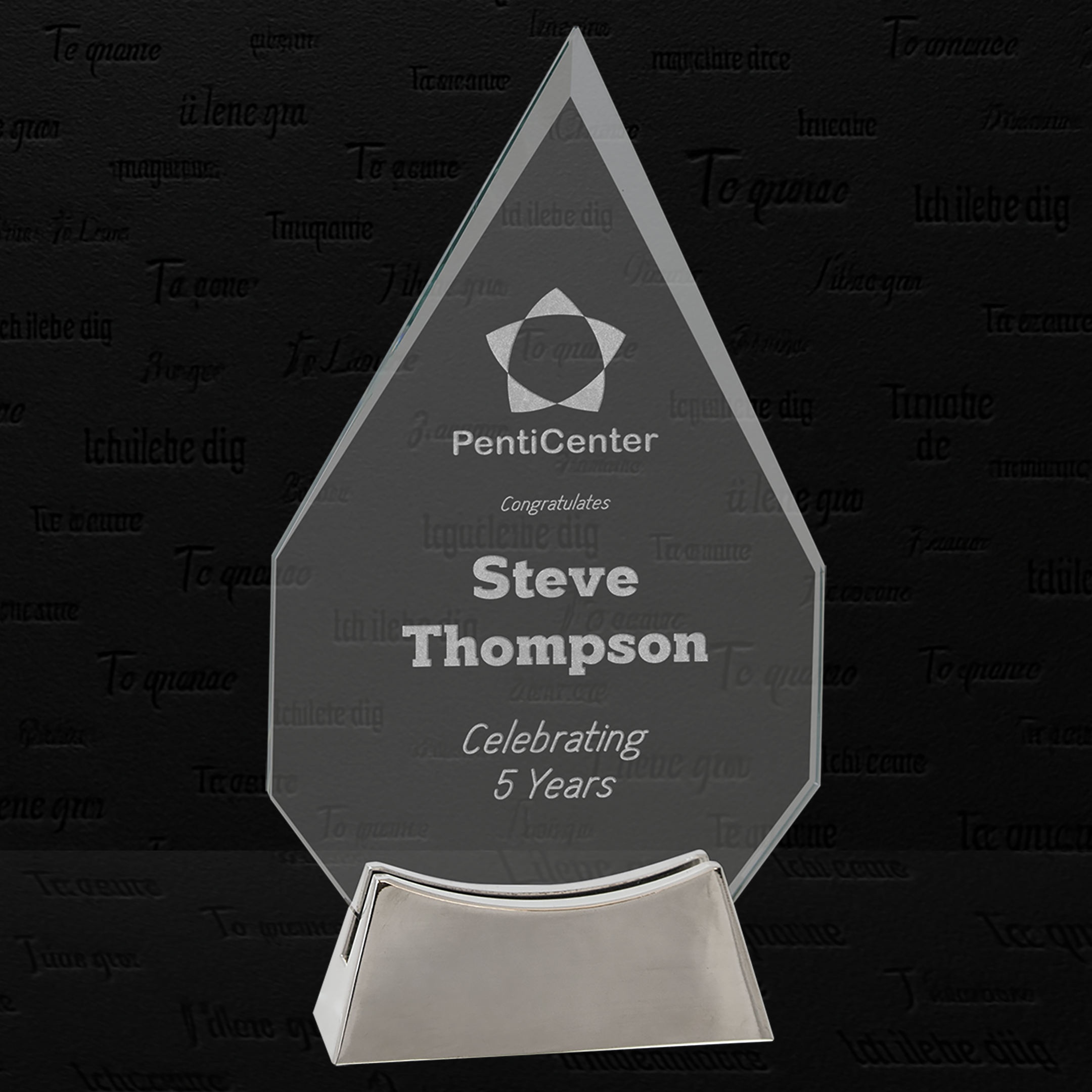 8 1/2" Diamond Platinum Glass with Full Metal Base
