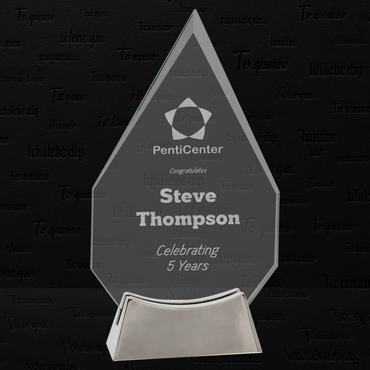 8 1/2" Diamond Platinum Glass with Full Metal Base