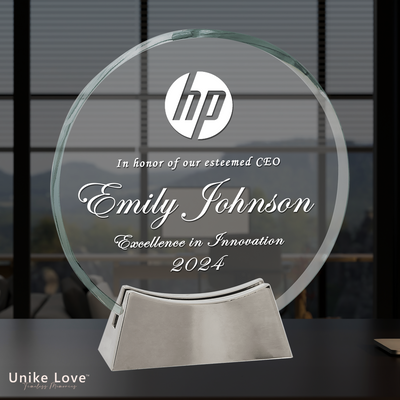 Round Platinum Glass with Full Metal Base