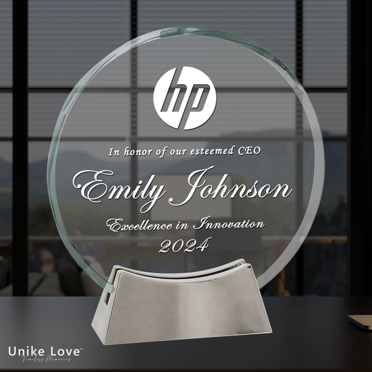 Round Platinum Glass with Full Metal Base