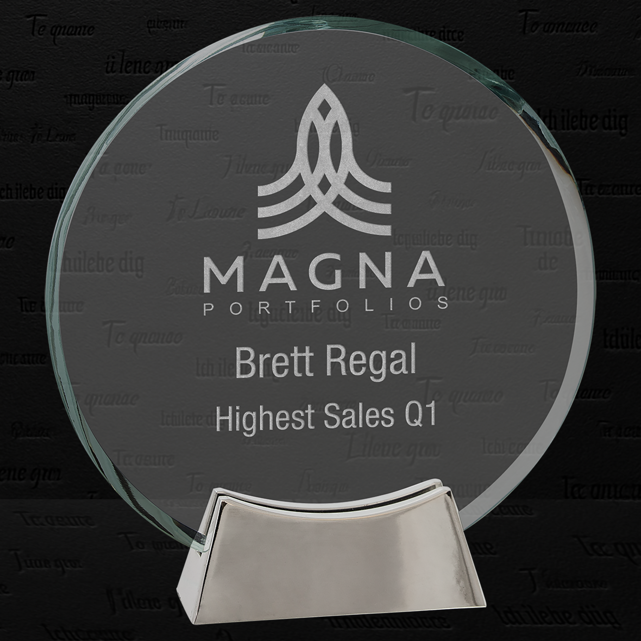 7 1/4" Round Platinum Glass with Full Metal Base
