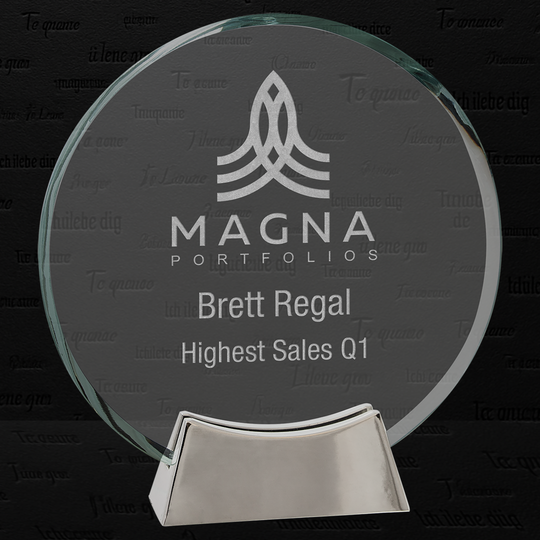 7 1/4" Round Platinum Glass with Full Metal Base