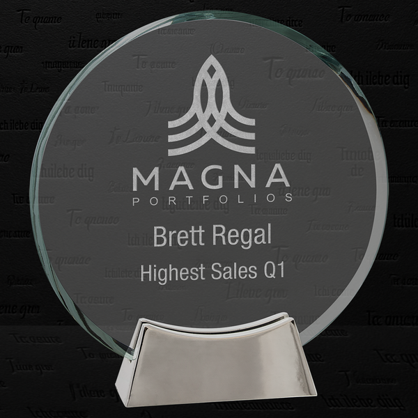 7 1/4" Round Platinum Glass with Full Metal Base
