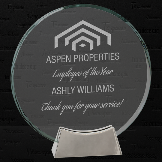 8" Round Platinum Glass with Full Metal Base