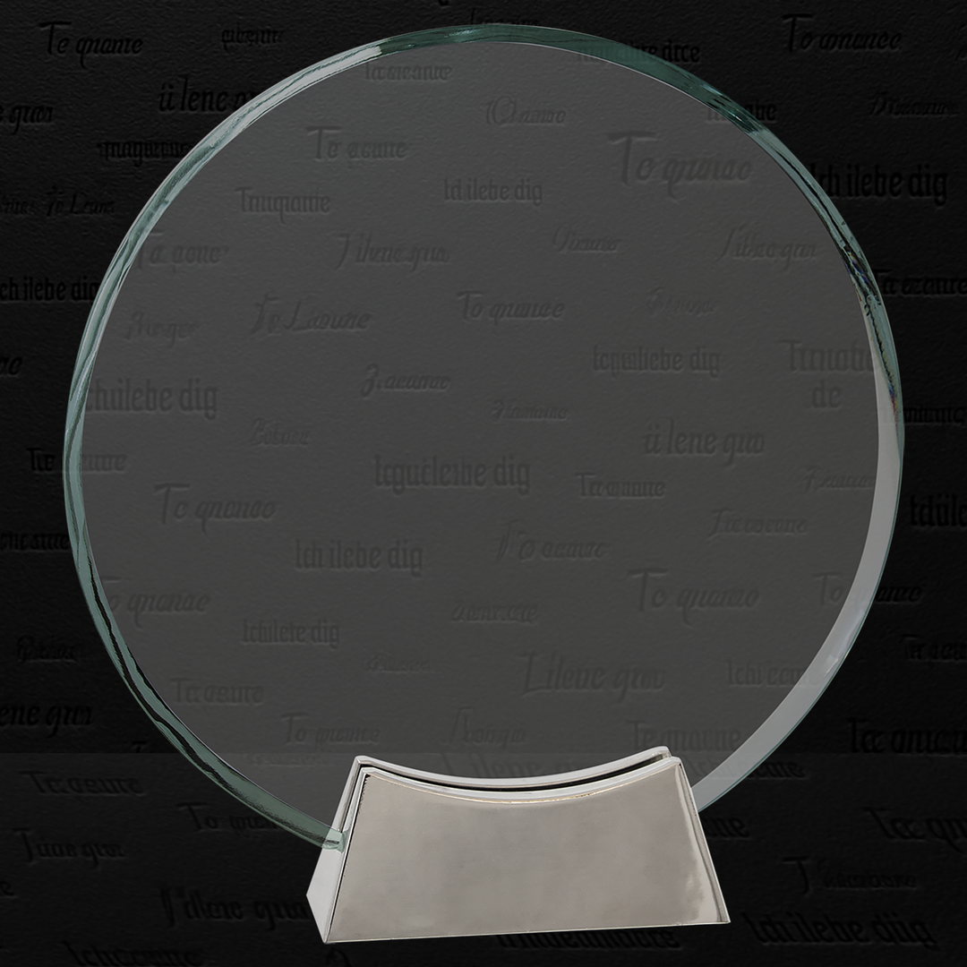 8" Round Platinum Glass with Full Metal Base