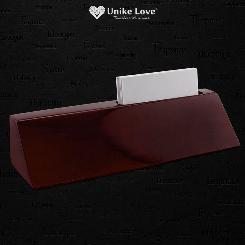 8 1/2" Rosewood Piano Finish Desk Wedge with Business Card Holder