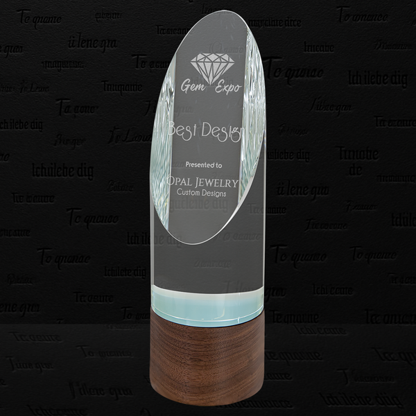 9" Cylinder Sierra Glass with Walnut Base
