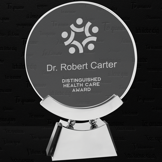 7 3/4" Round Voyager Glass with Silver/Black Base