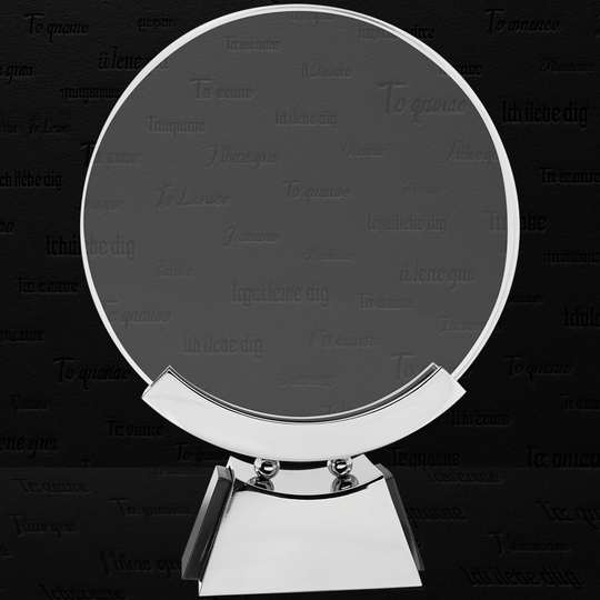 8 1/2" Round Voyager Glass with Silver/Black Base