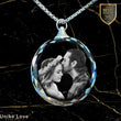 Couples Gift Personalized Circular Crystal Necklace | Chain and Pendant |