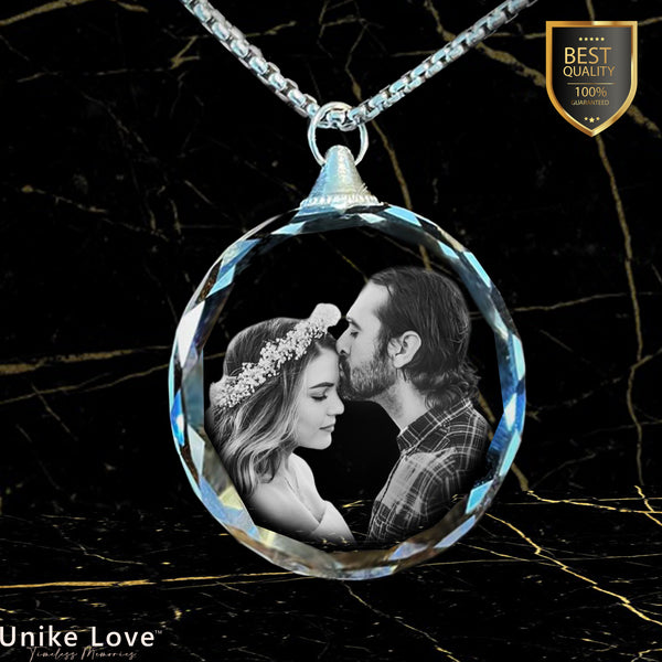 Couples Gift Personalized Circular Crystal Necklace | Chain and Pendant |