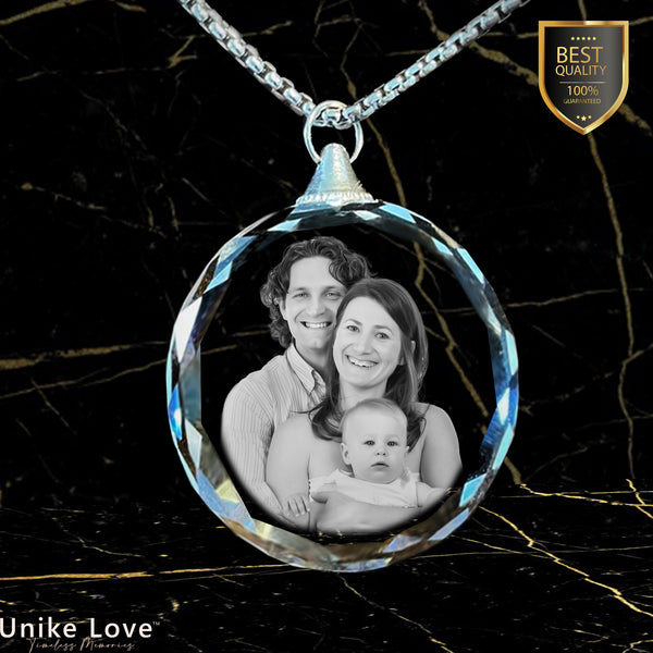 Family Gift Personalized Circular Crystal Necklace | Chain and Pendant |