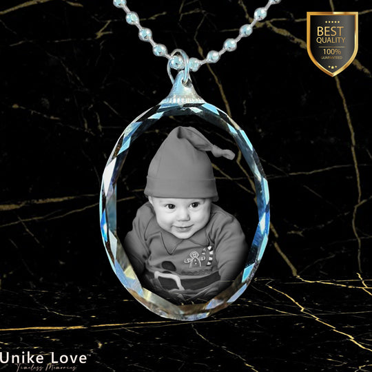 Babies Gift Personalized Oval Crystal Necklace | Chain and Pendant |