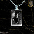 Couples Gift Personalized Rectangular Crystal Necklace | Chain and Pendant |