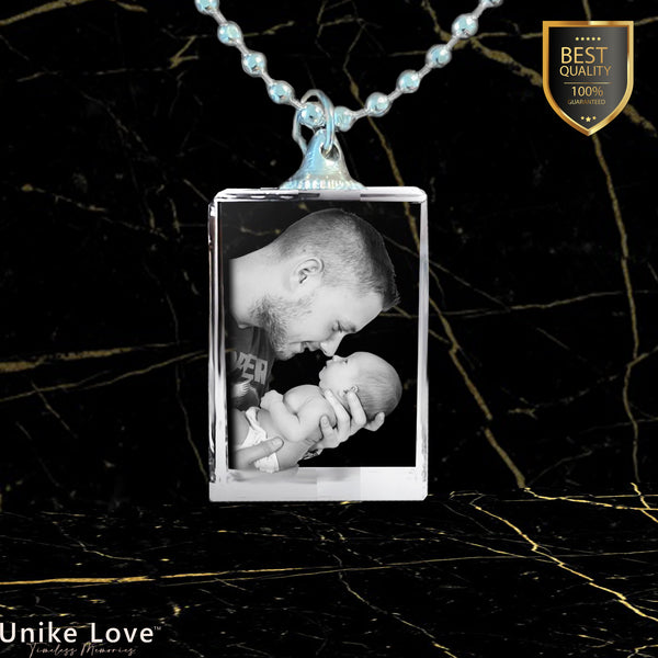 Babies Gift Personalized Rectangular Crystal Necklace | Chain and Pendant |