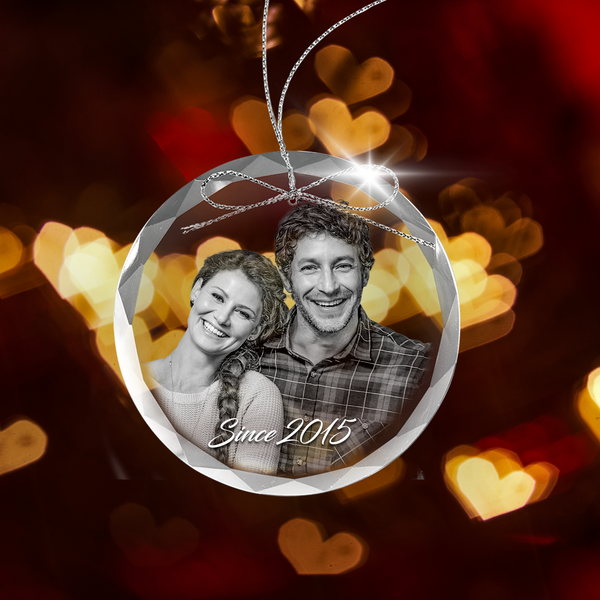 3 1/4" Custom Laser-Engraved Glass Ornament | Personalized Valentine's Day Keepsake Gift
