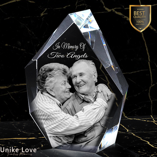 Memorial Gift | 3D Photo Crystal Prestige | Personalized Laser Engraving.