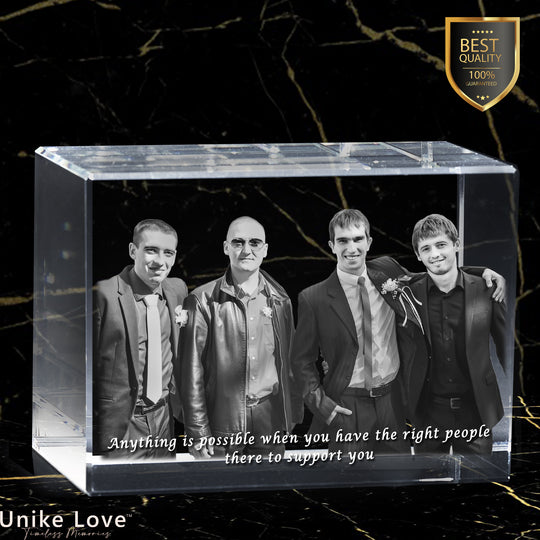 Friendship Gift | 3D Photo Laser-etched Crystal Brick | Luxury 9K Crystal