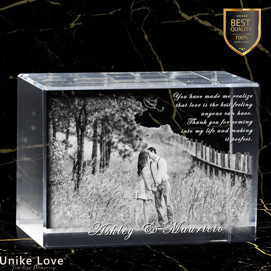 Couples Gift | 3D Photo Laser-etched Crystal Brick