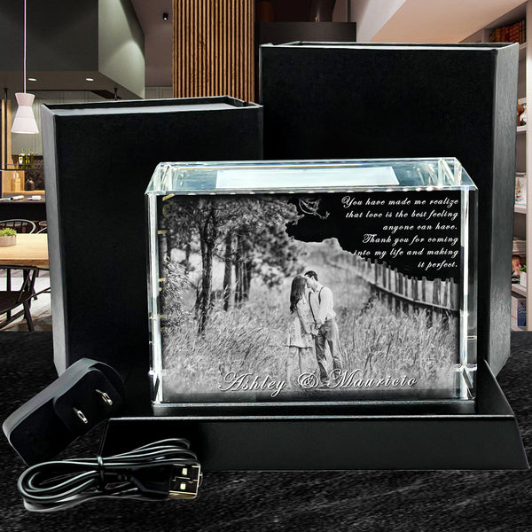Couples Gift | 3D Photo Laser-etched Crystal Brick