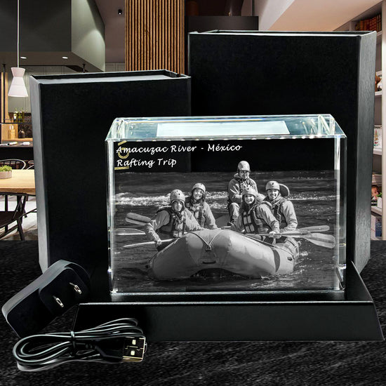 Perfect Family Gift | 3D Photo Laser-etched Crystal Brick | Luxury 9K Crystal