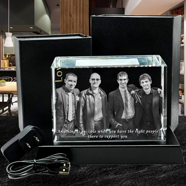 Friendship Gift | 3D Photo Laser-etched Crystal Brick | Luxury 9K Crystal