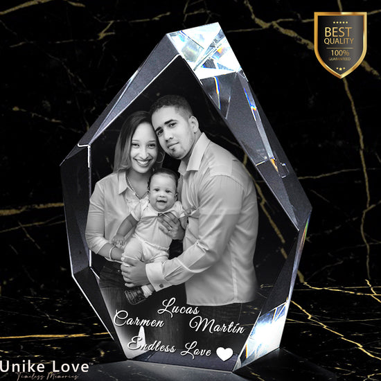 Family Gift 3D Photo Crystal Prestige | Personalized Laser Engraving
