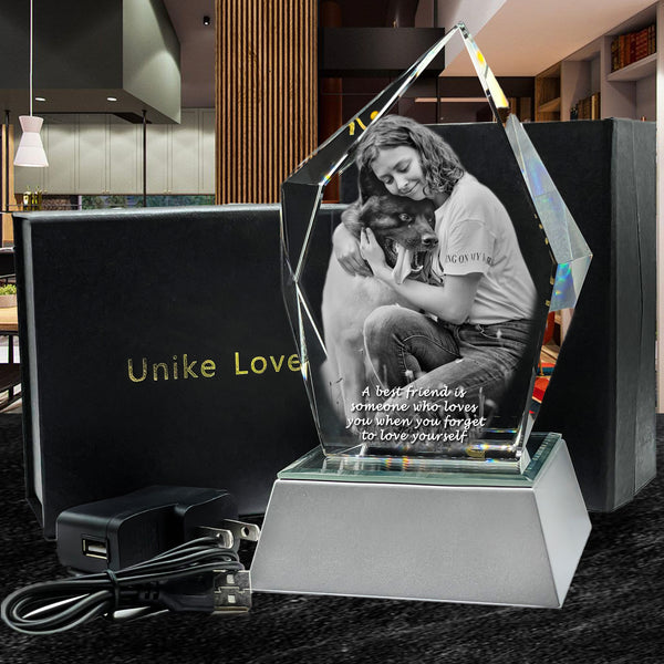 Friendship Gift | 3D Photo Crystal Prestige | Personalized Laser Engraving