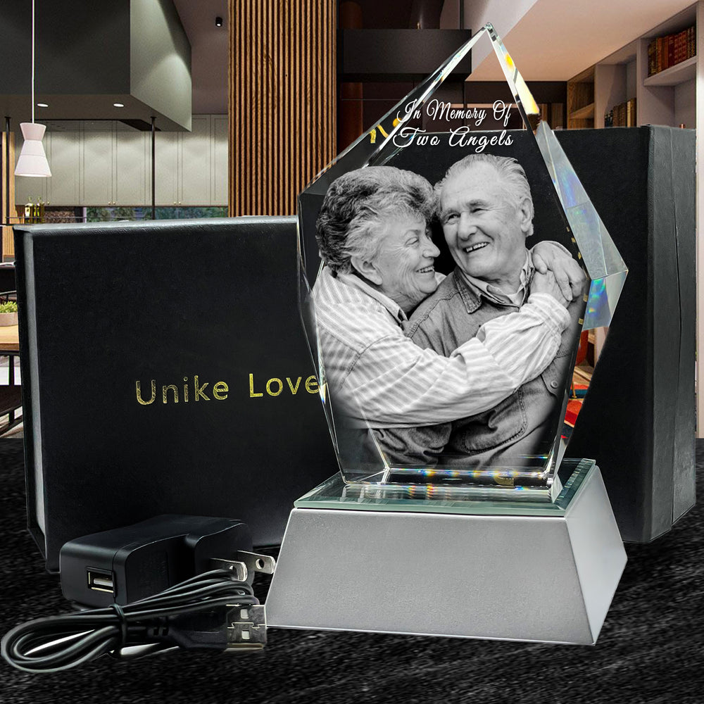 Memorial Gift | 3D Photo Crystal Prestige | Personalized Laser Engraving.