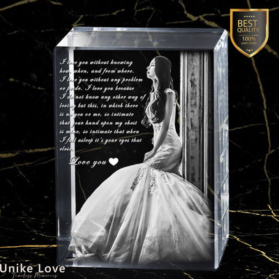 Couples Gift |3D Photo Laser-etched Crystal Tower Lovely Present | Boyfriend | Girlfriend |