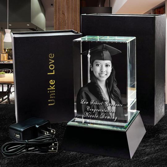 Amazing Graduation Gift | Luxury 9K Crystal | 3D Laser Photo Tower | Custom Engraving