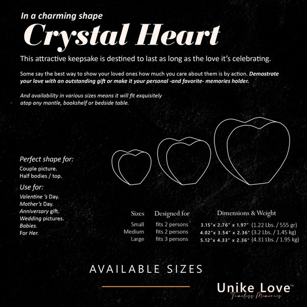 Lovers Gift | 3D Photo Crystal Heart | Personalized Laser Engraving.