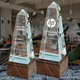 Obelisk Award made of Crystal with Walnut Base (Customizable)