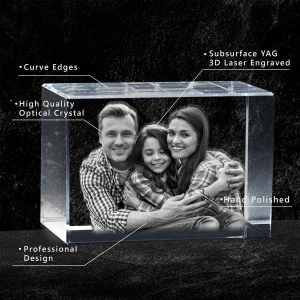 Couples Gift | 3D Photo Laser-etched Crystal Brick