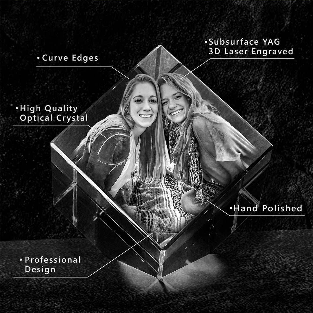 Beautiful Memorial Gift | Luxury 9K Crystal | 3D Laser Photo Diamond | Custom Engraving