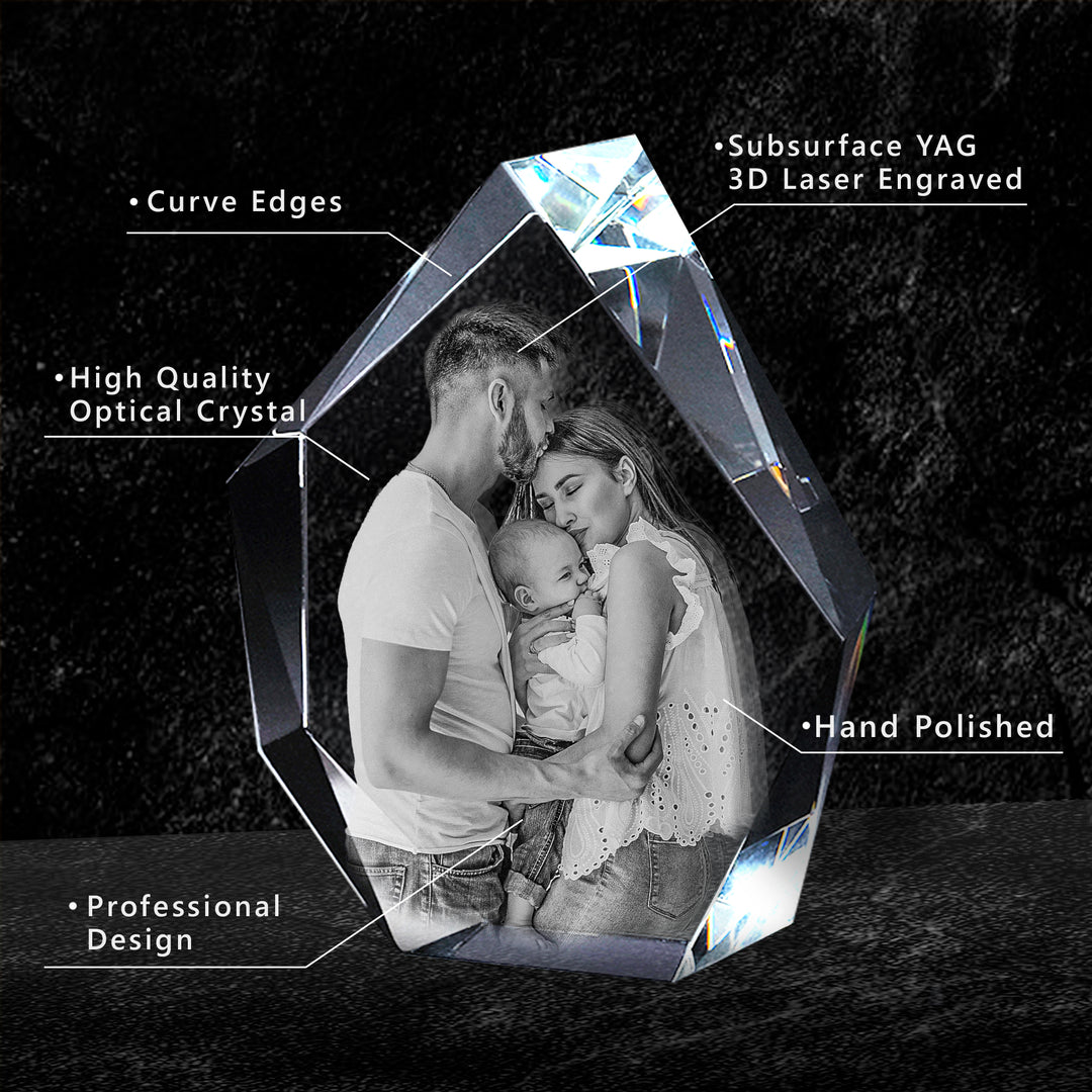 Friendship Gift | 3D Photo Crystal Prestige | Personalized Laser Engraving