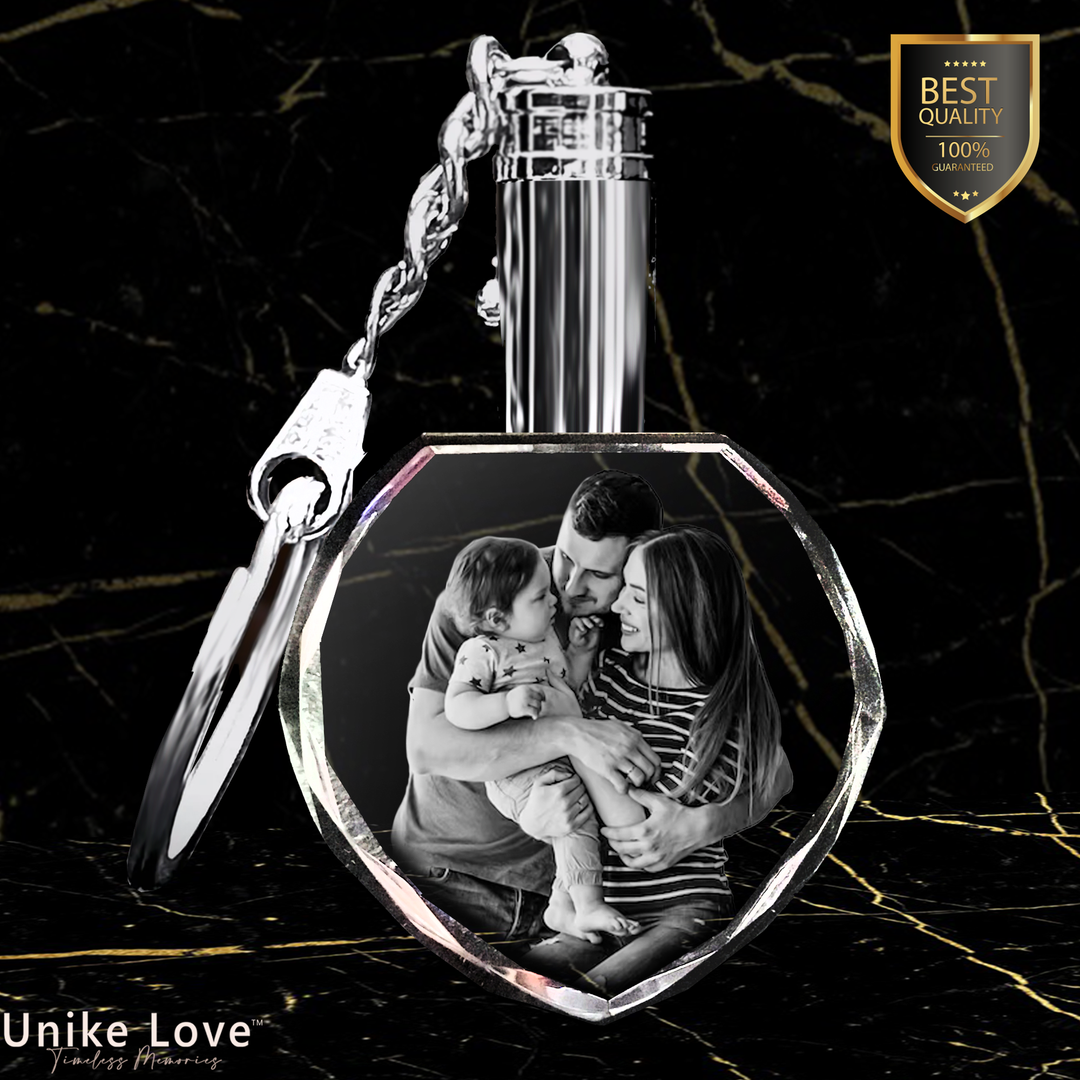 Heart of the Family Personalized Heart-Shaped Crystal Keychain