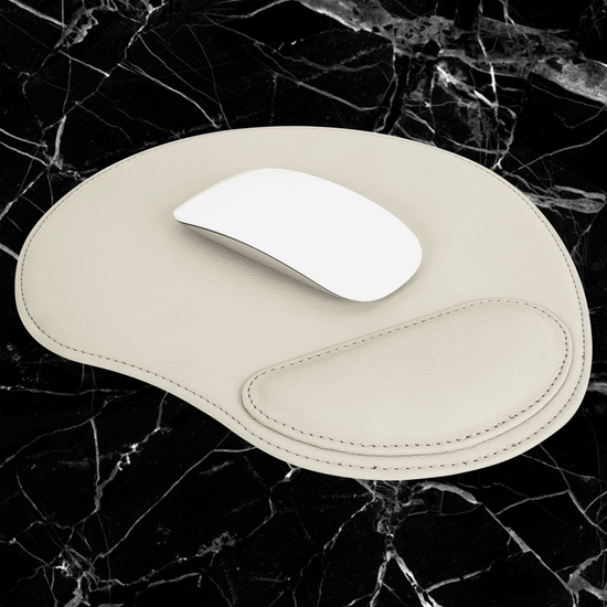 9" x 10 1/4" White Laserable Leatherette Mouse Pad