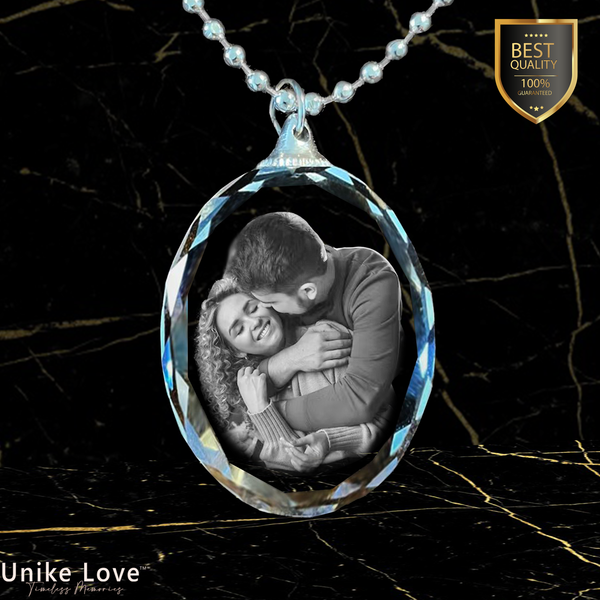 Couples Gift Personalized Oval Crystal Necklace | Chain and Pendant |