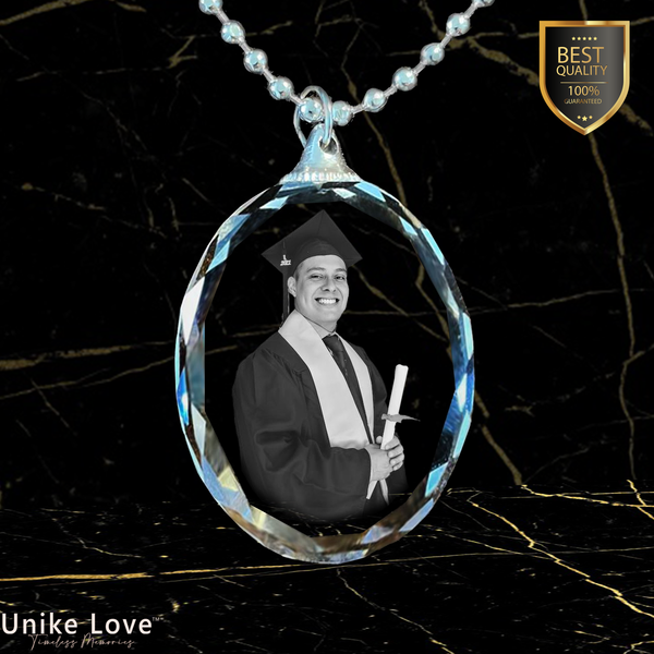 Graduation Gift Personalized Oval Crystal Necklace | Chain and Pendant |