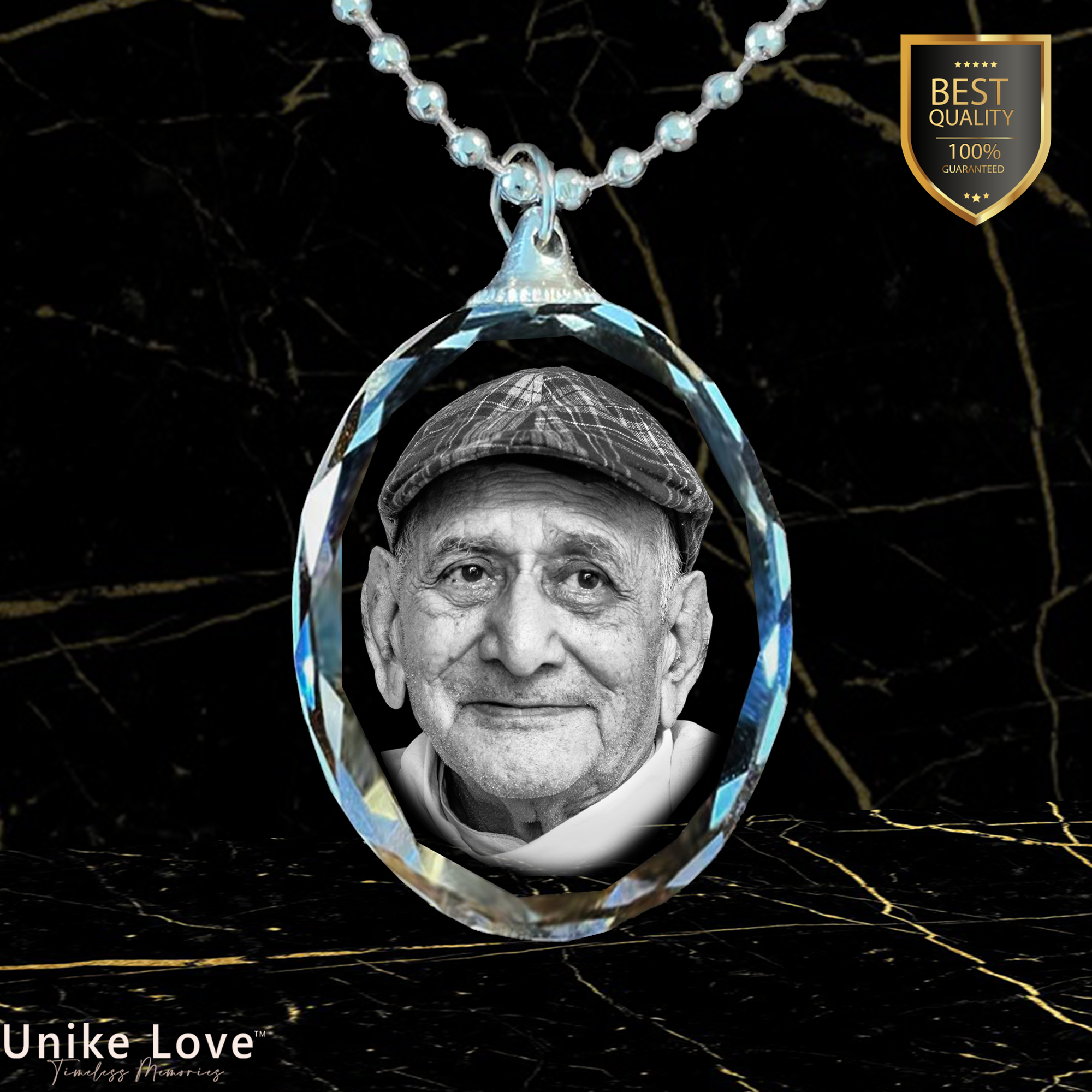 Memorial Gift | Personalized Oval Crystal Necklace | Chain and Pendant |
