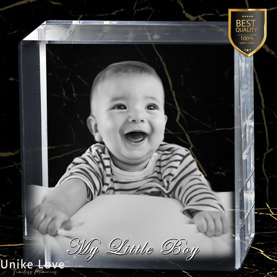 Amazing Newborn Gift! | 3D Laser Crystal Premium Square | Personalized Engraving | Custom Photo Laser Etched