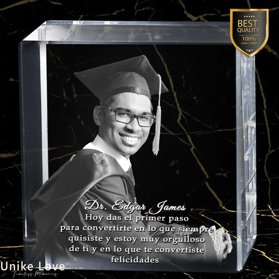 The perfect Graduation Gift! | 3D Laser Crystal Premium Square | Personalized Engraving | Custom Photo Laser Etched Gift