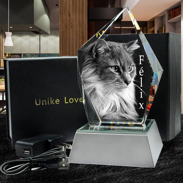 Ideal Gift for Pet Lovers | Personalized 3D Engraved Crystal Photo Gift | Prestige | Laser-Etched Picture