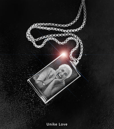 Personalized Rectangular Necklace Crystal | Chain and Pendant |