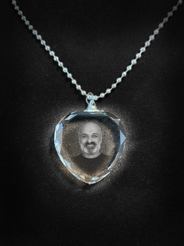 2D Crystal Heart Shaped Necklace | Photo Etched Perfect Gift | Chain and Pendant |