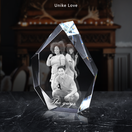 3D Photo Crystal Prestige | Personalized Laser Engraving | 3D-Etched Crystal with your Photo | Iceberg Shape | Engraved Picture in High Quality Crystal