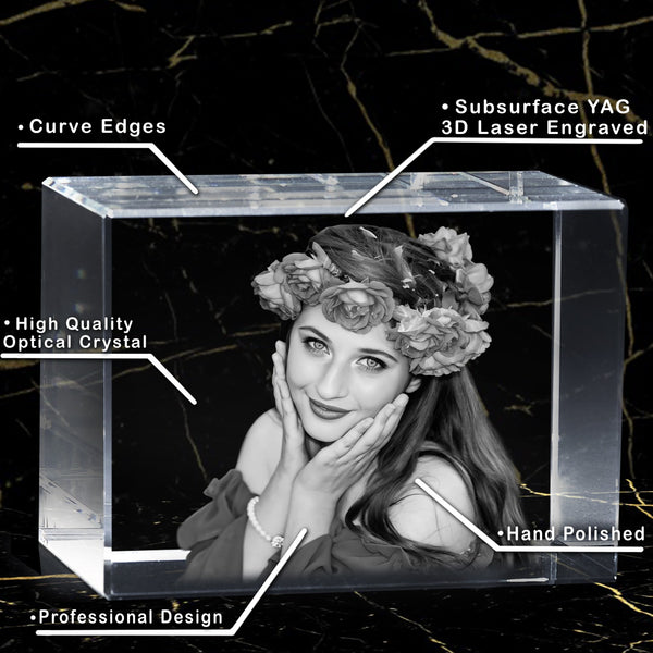 Perfect Pets Lovers Gift | 3D Photo Crystal Brick | Luxury Detail | Personalized Laser Engraving.